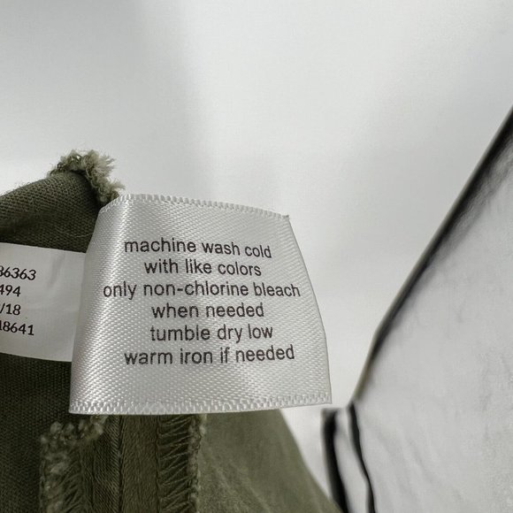 Lane Bryant Plus Size 20 Army Green Flutter Sleeve Canvas Peplum V-Neck Top Blou - Picture 8 of 11